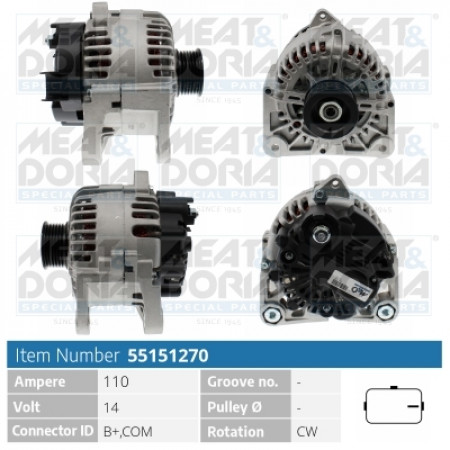 Alternador 14V 110A RENAULT KANGOO EXPRESS KANGOO II MEGANE II SCENIC II 1.4-1.6LPG 06.03- MEAT & DORIA MD55151270