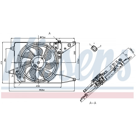 Ventilador, radiador Ventilador do radiador com cárter DACIA LOGAN LOGAN EXPRESS LOGAN MCV SANDERO RENAULT LOGAN I VW PASSAT B6 1.2-2.0D 09.04- NISSENS NIS 85710
