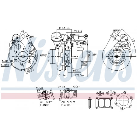 Turbocharger Turbocharger with fitting kit DAF 85 CF 95 XF CF 85 XF 95 BOVA FUTURA MAGIQ SYNERGY SOLARIS VACANZA VF390M-XF355M 01.97- NISSENS NIS 93617