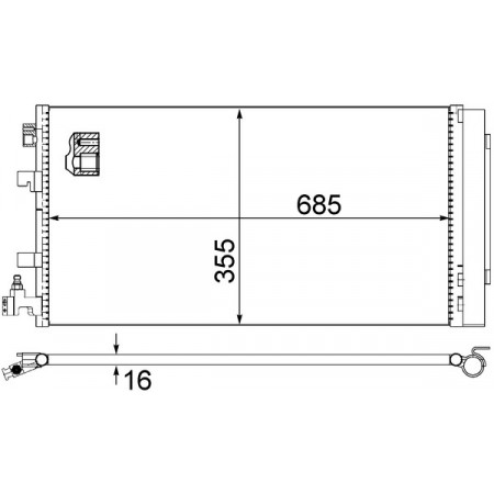 Condensador, ar condicionado Condensador de ar condicionado com secador RENAULT FLUENCE GRAND SCENIC III MEGANE MEGANE III SCENIC III 1.4-2.0D 11.08- MAHLE AC 630 000S