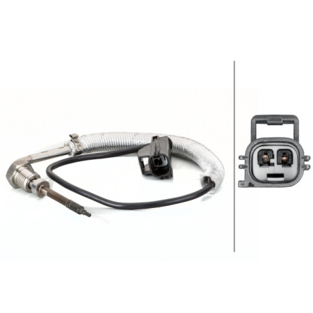 Capteur, température des gaz d'échappement Sonde de température des gaz d'échappement avant DPF VOLVO C30 C70 II S40 II S60 II S80 II V50 V60 I ​​​​V70 III V70 III/KOMBI XC60 I XC70 II 2.4D 03.06-07.18 HELLA 6PT014 495-111