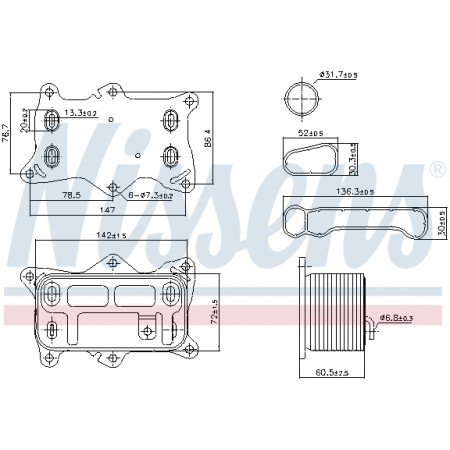 Radiateur d'huile, huile moteur Radiateur d'huile MERCEDES A W177 B SPORTS TOURER W247 C A205 C C205 C T-MODEL S205 C W205 CLA SHOOTING BRAKE X118 E A238 E ALL-TERRAIN S213 1.6D/2.0D/2.0DH 12.16- NISSENS NIS 91472