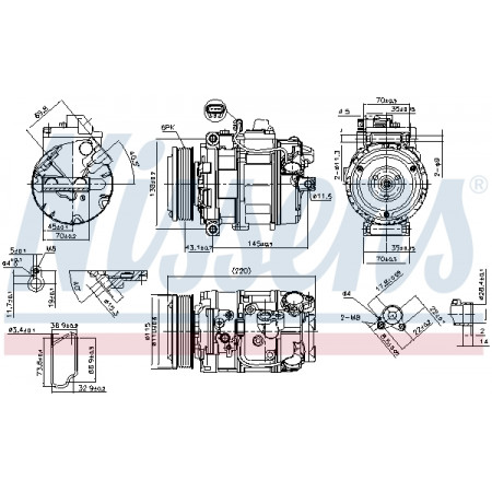 Compressor, ar condicionado Compressor de ar condicionado BMW 1 E81 1 E82 1 E87 1 E88 3 E90 3 E91 3 E92 3 E93 X1 E84 2.5/3.0 12.04-12.13 NISSENS NIS 89599