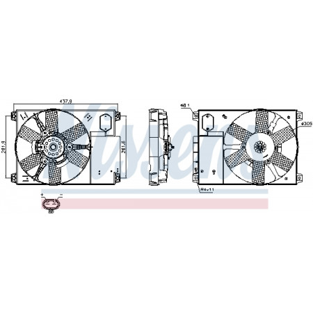 Ventilador, radiador Ventilador del radiador con carcasa CITROEN JUMPER FIAT DUCATO PEUGEOT BOXER 1.9D-2.8D 03.94- NISSENS NIS 85020