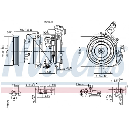 Compresor, climatizare Air-conditioning compressor TOYOTA AVENSIS AVENSIS VERSO PICNIC RAV 4 II 2.0D/2.2D 08.97-11.05 NISSENS NIS 89576