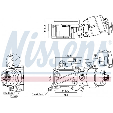 Radiador de óleo, óleo do motor Radiador de óleo com carcaça do filtro de óleo FIAT 500 500 C 500L DOBLO DOBLO/MINIVAN FIORINO FIORINO/MINIVAN GRANDE PUNTO IDEA PALIO PANDA PANDA/HATCHBACK PUNTO PUNTO EVO 1.3D 06.03- NISSENS NIS 91346