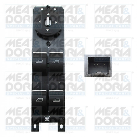Interruptor, elevalunas Interruptor elevalunas delantero izquierdo FORD C-MAX II FOCUS III KUGA II 1.0-Eléctrico 04.10- MEAT & DORIA MD26049