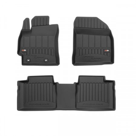 Gummi-Fußmatten-Set, Fußmatten TPE, 3-tlg. Kanäle, ProLine 3D vorne/hinten, Set Farbe Schwarz, Toyota COROLLA 06.13-08.19 Limousine FROGUM BRD 3D407701