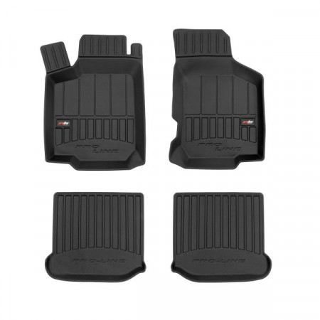 Juego de alfombrillas de goma Alfombrillas TPE 4 uds conductos proLine 3D juego delantero/trasero color negro SEAT LEON TOLEDO II SKODA OCTAVIA I VW BORA BORA I 09.96-06.14 Hatchback / Liftback / Berlina / Station Wagon FROGUM FRG 3D408142