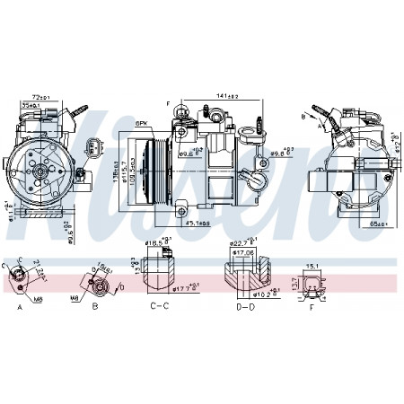 Compressor, airconditioning Aircocompressor FORD TOURNEO CONNECT V408 NADWOZIE WIELKO TRANSIT CONNECT TRANSIT CONNECT V408/MINIVAN 1.6D 02.13- NISSENS NIS 890800