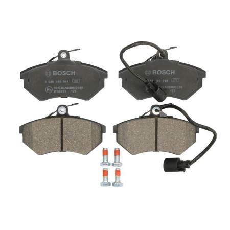 Conjunto de pastilhas de freio dianteiro AUDI 80 B3 80 B4 90 B3 CABRIOLET B3 COUPE B3 VW GOLF III VENTO 1.4-2.8 06.86-04.99 BOSCH 0 986 460 948