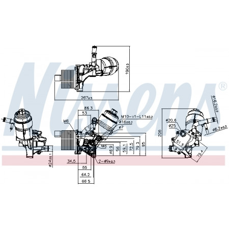 Radiador de óleo, óleo do motor Radiador de óleo com carcaça do filtro de óleo CHEVROLET AVEO CRUZE ORLANDO TRAX OPEL ADAM ASTRA J ASTRA J GTC CASCADA CORSA D CORSA E INSIGNIA A MERIVA B 1.4/1.4LPG 12.09- NISSENS NIS 91161