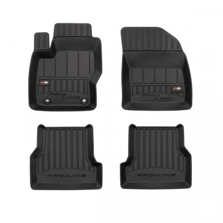 Juego de alfombrillas de goma Alfombrillas TPE 4 uds conductos proLine 3D juego delantero/trasero color negro FORD FOCUS II FOCUS II/KOMBI FORD USA FOCUS 07.04-09.12 Cabriolet / Hatchback / Berlina / Station Wagon FROGUM FRG 3D407282