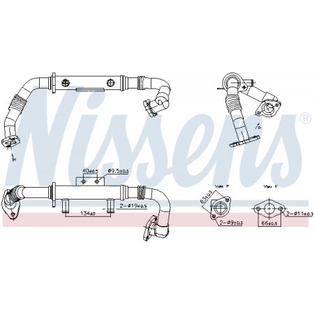 Radiateur, uitlaatgasrecirculatie Uitlaatgasradiator NISSAN NP300 NAVARA PATHFINDER III 2.5D 01.05- NISSENS NIS 989428
