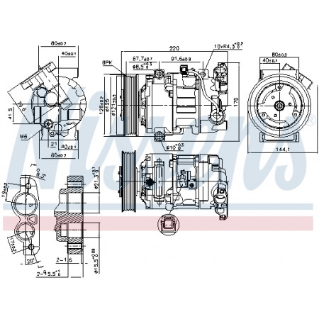 Compressor, air conditioning Air-conditioning compressor RENAULT GRAND SCENIC III MEGANE MEGANE III MODUS SCENIC III 1.2LPG-1.6LPG 05.08- NISSENS NIS 890044