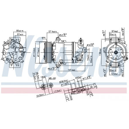 Compresor, aire acondicionado Compresor de aire acondicionado ALFA ROMEO GIULIETTA GIULIETTA/HATCHBACK FIAT TIPO 1.6D/2.0D 04.10-12.20 NISSENS NIS 890056