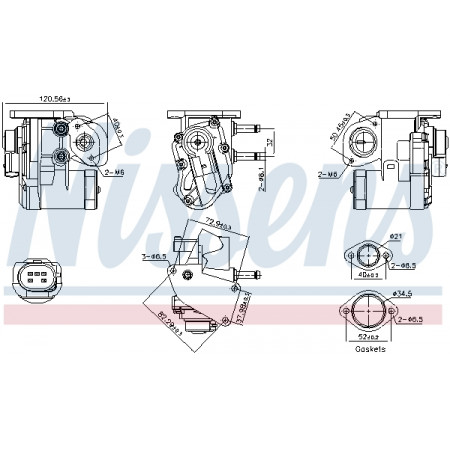 Válvula EGR EGR AUDI A3 SKODA OCTAVIA II VW EOS GOLF PLUS V GOLF V JETTA III PASSAT B6 POLO TOURAN 1.4/1.6 02.02-10.10 NISSENS NIS 98236