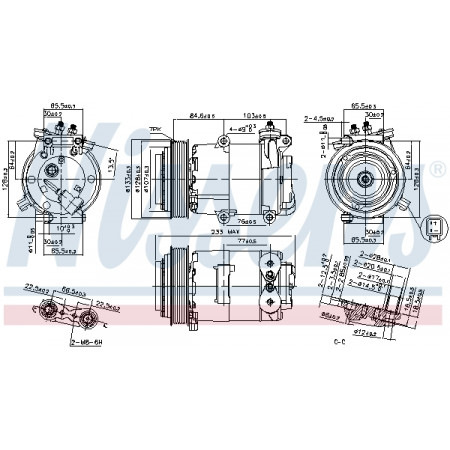 Compressor, airconditioning Aircocompressor FORD C-MAX FOCUS C-MAX FOCUS II TRANSIT 1.4-3.2D 10.03-08.14 NISSENS NIS 89569