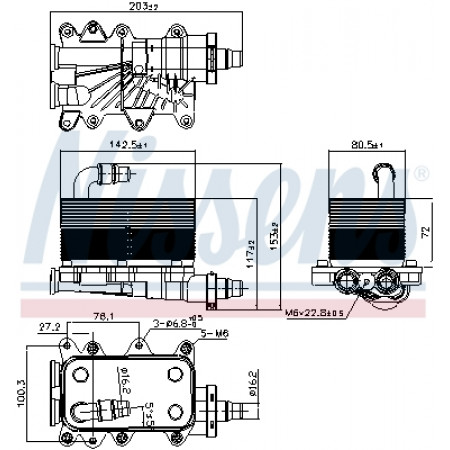Enfriador de aceite, caja de cambios automática Enfriador de aceite automático BMW 5 E60 5 E61 6 E63 6 E64 7 E65 E66 E67 X3 E83 LAND ROVER RANGE ROVER III RANGE ROVER IV 2.0D-4.4D 03.02- NISSENS NIS 90673