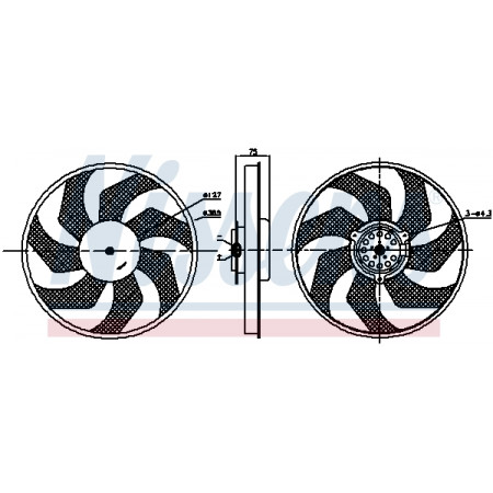 Ventilator, radiator Ventilator radiator NISSAN PRIMASTAR OPEL VIVARO A RENAULT TRAFIC II 1.9D-2.5D 02.01- NISSENS NIS 85956