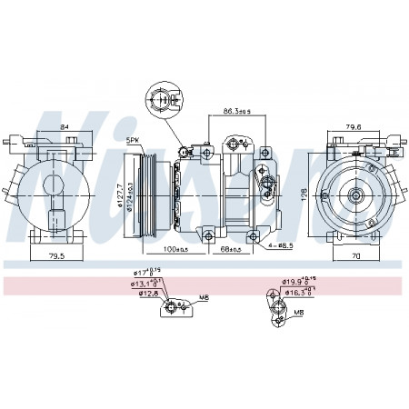 Compresor, climatizare Air-conditioning compressor KIA CARENS III CERATO I RIO II 1.5D/1.6D 03.05- NISSENS NIS 890232