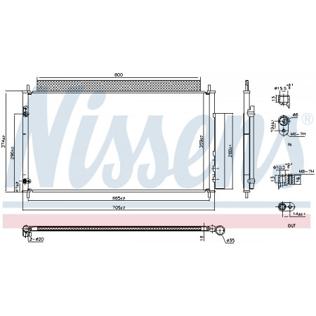 Condensatore, Climatizzatore Condensatore climatizzatore con essiccatore alluminio HONDA CIVIC IX 1.6D/1.8 09.11- NISSENS NIS 941188