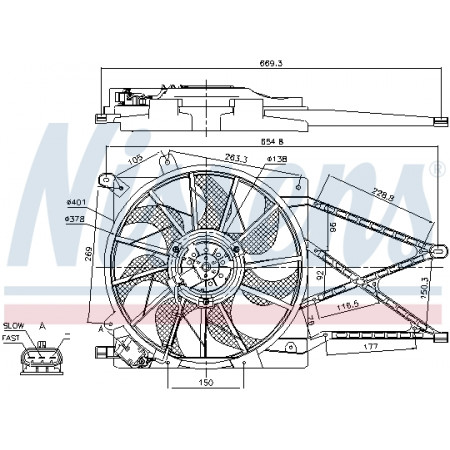 Motor electrico, ventilador Ventilador del radiador con carcasa OPEL ASTRA G ASTRA G CLASSIC ZAFIRA A 1.2-2.2 02.98-12.09 NISSENS NIS 85179