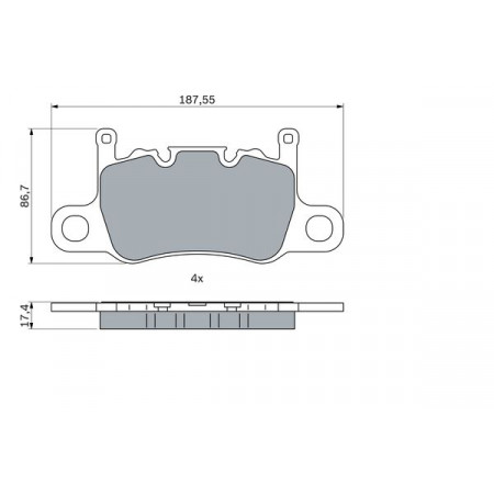 Remblokkenset achter PORSCHE 911 CAYMAN 3.8/4.0 08.13- BOSCH 0 986 424 605