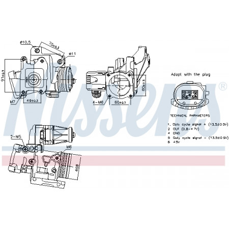 EGR valve EGR VOLVO C30 C70 II S40 II S60 II S80 II V40 V50 V60 I ​​V70 III V70 III/KOMBI XC60 I XC70 II 2.0D/2.4D/2.4DH 03.06-07.18 NISSENS NIS 98387
