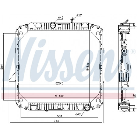 Radiateur, motorkoeling Motorradiator zonder frame MERCEDES LK/LN2 OM356.908-OM904.907 01.84-12.98 NISSENS NIS 62563