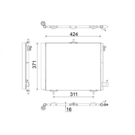 Condenseur, climatisation Condenseur de climatisation avec sécheur DS DS 3 CITROEN C2 C2 ENTERPRISE C3 AIRCROSS II C3 I C3 II C3 III C3 PLURIEL C4 CACTUS DS3 OPEL CROSSLAND X CROSSLAND X /LAND PEUGEOT 1007 1.0-1.6D 02.02- MAHLE AC 460 000S