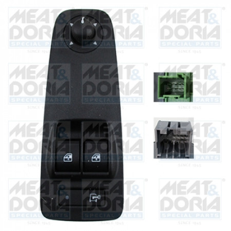 Interruptor, elevalunas Interruptor elevalunas delantero izquierdo CITROEN JUMPER II FIAT DUCATO PEUGEOT BOXER 2.0D-3.0D 04.06- MEAT & DORIA MD26489