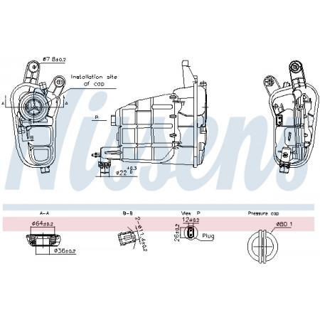 Expansion tank, cooling Expansion tank with level sensor AUDI A4 ALLROAD B8 A4 B8 A5 Q5 06.07-05.17 NISSENS NIS 996301