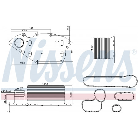 Radiador de óleo, óleo do motor Radiador de óleo NISSAN NV400 OPEL MOVANO B RENAULT MASTER III 2.3D 02.10- NISSENS NIS 91303