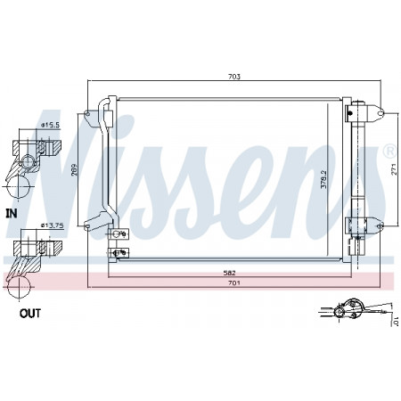 Condensador, aire acondicionado Condensador de aire acondicionado con secador VW BEETLE JETTA IV 1.2-2.5 04.10- NISSENS NIS 940238