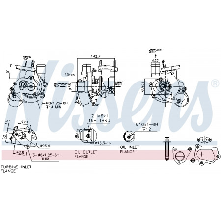 Turbocharger New with gasket set OPEL AGILA COMBO TOUR COMBO/MINIVAN CORSA C MERIVA A TIGRA SUZUKI IGNIS II SPLASH SWIFT III WAGON R+ 1.3D 06.03- NISSENS NIS 93134