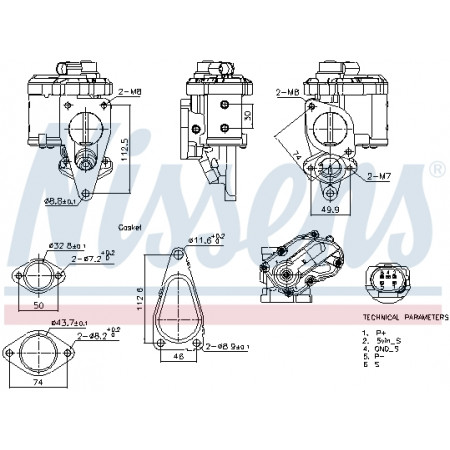 EGR valve EGR RENAULT GRAND SCENIC II LAGUNA II MEGANE II MEGANE II/KOMBI SCENIC II SUZUKI GRAND VITARA II 1.9D 03.01- NISSENS NIS 98241