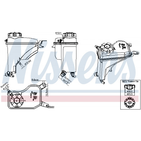 Vaso de expansão, refrigeração Vaso de expansão com tampão com sensor de nível BMW 1 E81 1 E82 1 E87 1 E88 3 E90 3 E91 3 E92 3 E93 X1 E84 Z4 E89 06.04-08.16 NISSENS NIS 996268