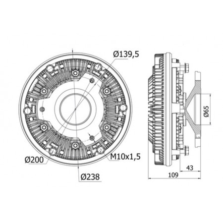 Cupla, ventilator radiator Fan clutch MERCEDES ACTROS ACTROS MP2 / MP3 OM541.948-OM542.964 04.96- MAHLE CFC 12 000S