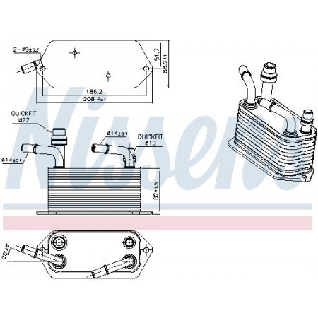 Oil radiator, engine oil Oil radiator LAND ROVER RANGE ROVER III 3.6D 04.06-08.12 NISSENS NIS 91283
