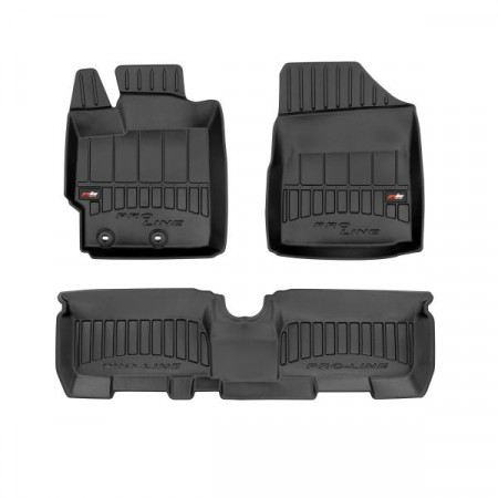 Gummi-Fußmatten-Set, Fußmatten TPE, 3-tlg. Kanäle, ProLine 3D vorne/hinten, Set Farbe Schwarz, Toyota Yaris 08.05–12.14 Schrägheck FROGUM BRD 3D408401