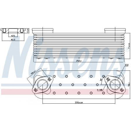 Oil cooler, engine oil Oil cooler 78x71x250mm MAN TGA TGS I TGX I ​​D0836LF41-D2840LF25 12.00- NISSENS NIS 90827