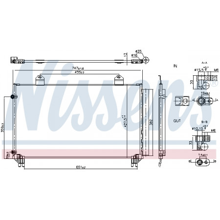Condensator, climatizare A/C condenser with dryer aluminium TOYOTA SIENNA 3.3/3.5 12.04- NISSENS NIS 940916