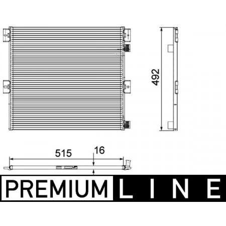 Condensator, climatizare A/C condenser RVI MIDLUM VOLVO FL FL II FL III 4.8D-7.2D 03.00- MAHLE AC 125 000P