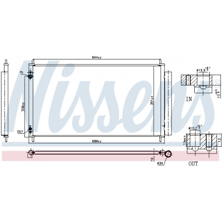 Kondensator, Klimaanlage A/C-Kondensator mit Trockner ACURA TL 3,5/3,7 01.09- NISSENS NIS 940845