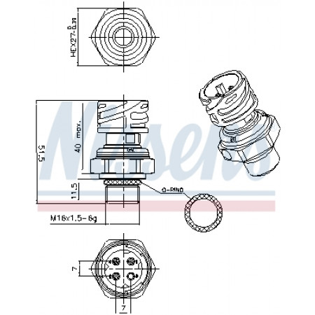 Air-conditioning pressure switch RVI C K KERAX MAGNUM PREMIUM T VOLVO FH FH II FM FM II 10.8D-12.8D 06.97- NISSENS NIS 301107
