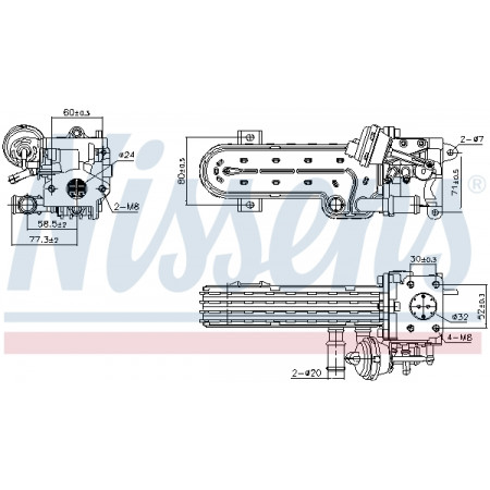 Radiateur, uitlaatgasrecirculatie Uitlaatgasradiator AUDI A3 SEAT ALTEA ALTEA XL LEON TOLEDO III SKODA OCTAVIA II SUPERB II VW GOLF PLUS V GOLF V JETTA III PASSAT B6 TOURAN 2.0D 02.03- NISSENS NIS 989413