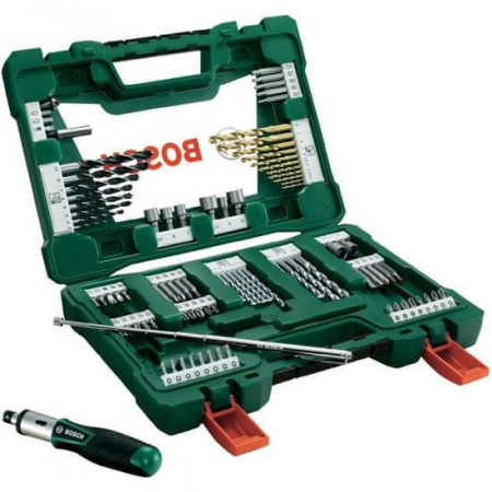 Burghiu Kit burghiu 91buc diametru burghiu: 2 25 3 35 4 5 55 6 7 8 10mm destinat pentru: beton/lemn/metal TiN + V-line biti si socluri BOSCH 2 607 017 195