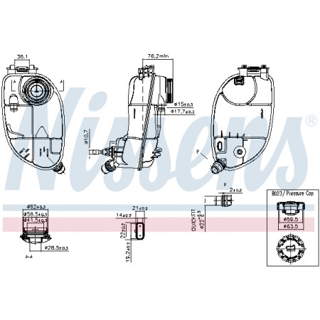Vas de expansiune, racire Vas expansiune with plug MERCEDES A W176 B SPORTS TOURER W246 W242 CLA C117 CLA SHOOTING BRAKE X117 GLA X156 11.11- NISSENS NIS 996265