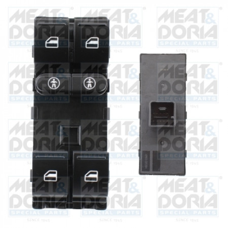 Switch, window crane Car window regulator switch front L SEAT ALHAMBRA VW TOUAREG TOURAN 1.2-4.2D 01.10- MEAT & DORIA MD26481